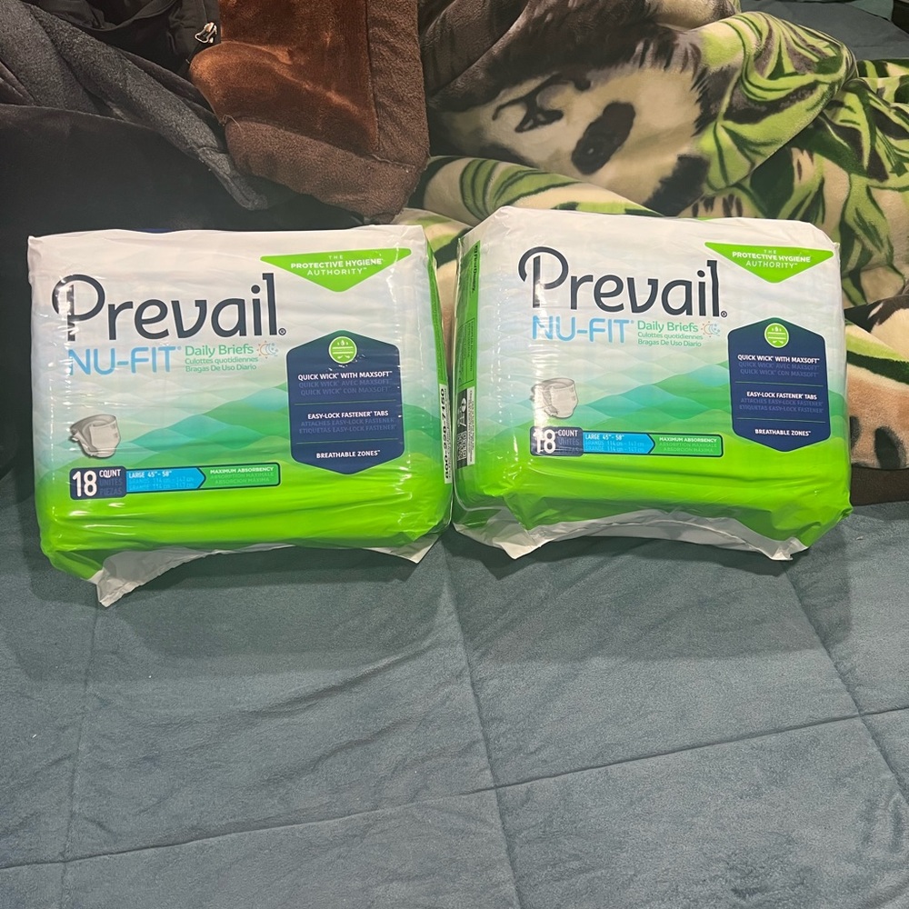 Two Prevail adult diapers Size Large new